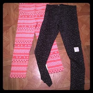 2 New Printed Pink&White/Black&Grey Leggings